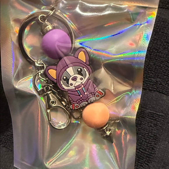 homemade Accessories - Purple and Peach Dog Key Holder